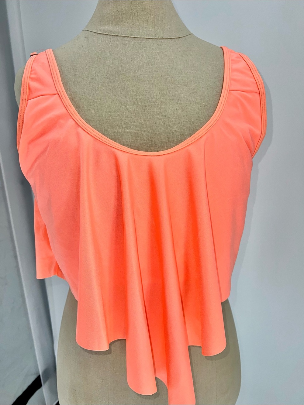 Flutterback Neon Coral Swim Top